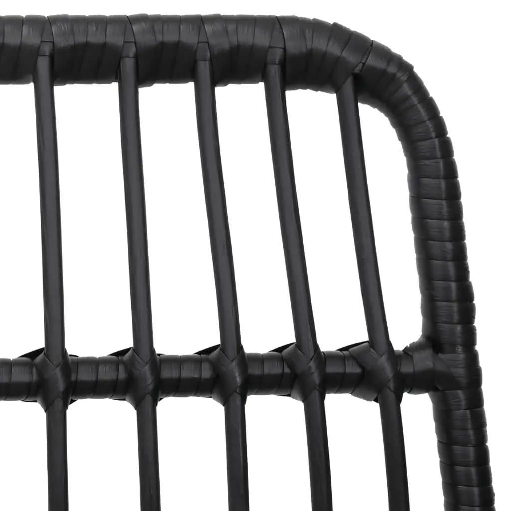 7 Piece Garden Dining Set PE Rattan Steel Frame Tempered Glass Black