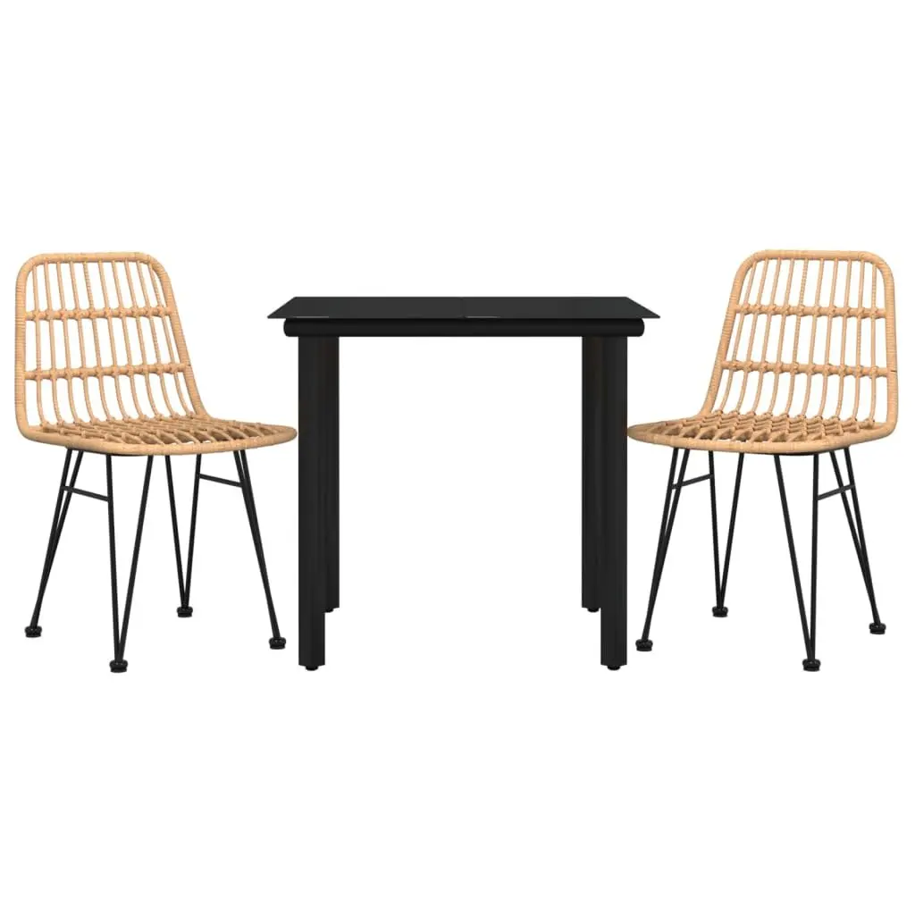 3 Piece Outdoor Garden Dining Set in Brown