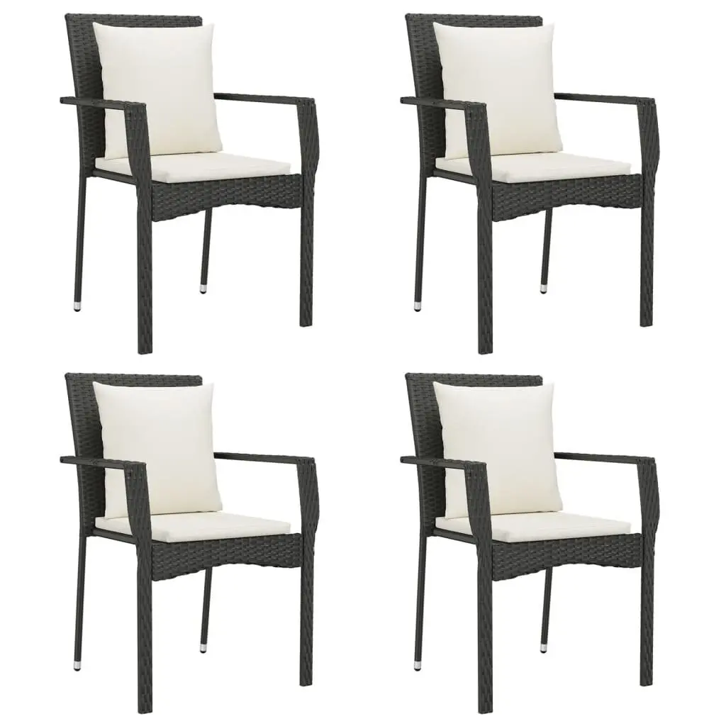 5 Piece Black Poly Rattan Outdoor Dining Set