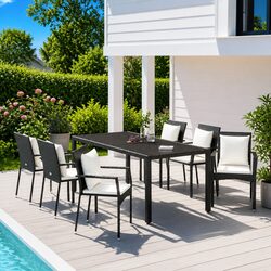 7 Piece Black Patio Dining Set with Cushions