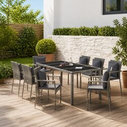 Premium 9 Piece Outdoor Garden Dining Set in Grey