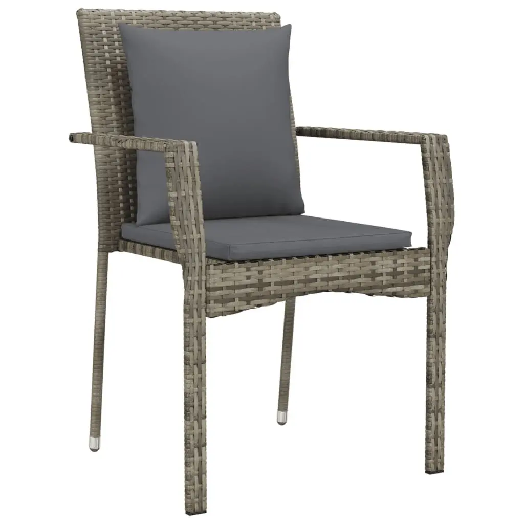 Garden Dining Set PE Rattan 9 Piece Outdoor Patio Furniture Grey with Cushions