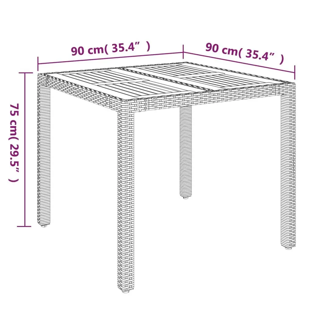 5 Piece Garden Dining Set in Black PE Rattan