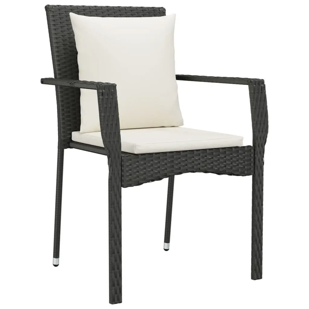 5 Piece Garden Dining Set in Black PE Rattan