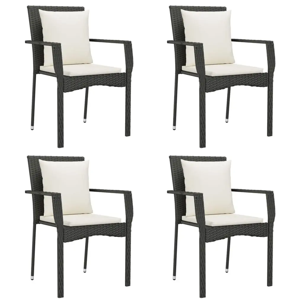 5 Piece Black Garden Dining Set with Cushions