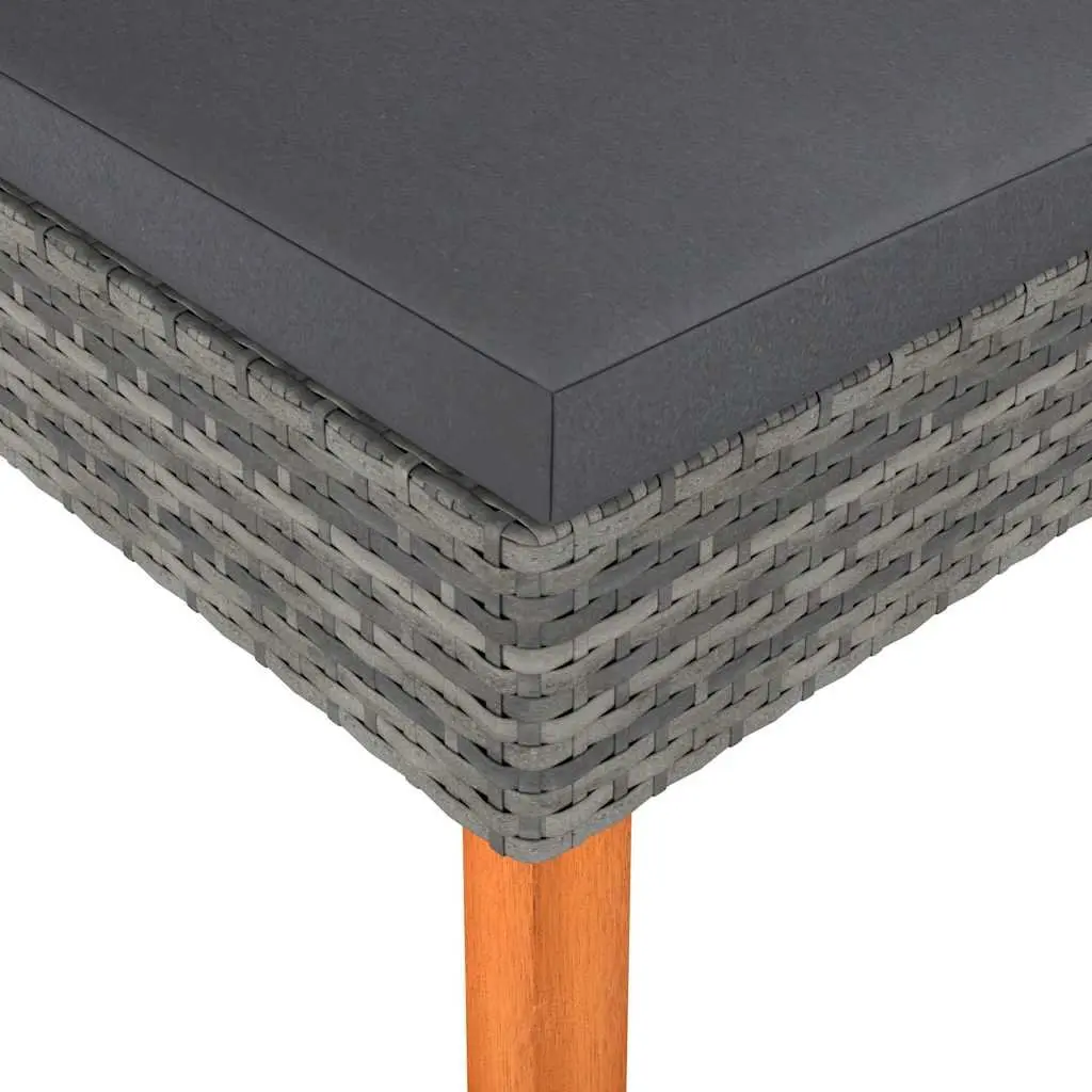 Outdoor Footstool with Solid Wood Legs in Grey