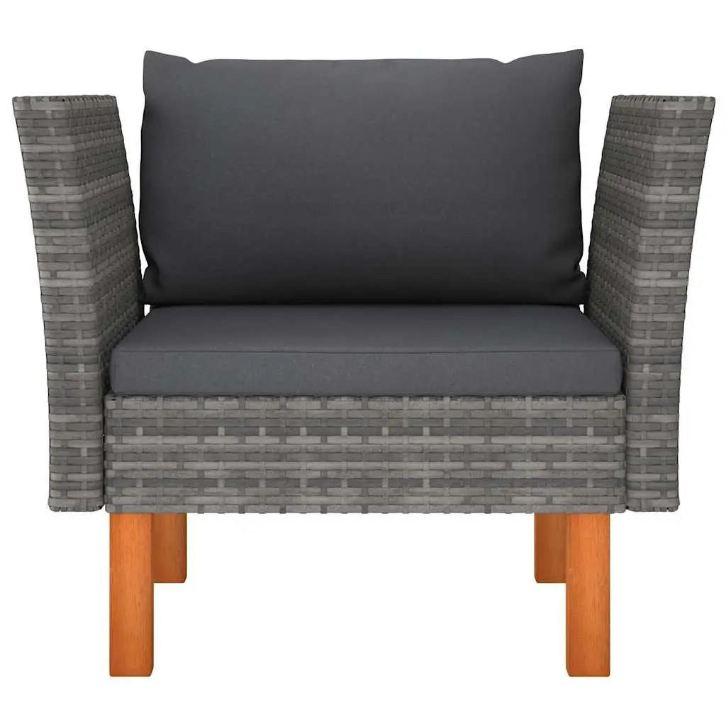 Garden Lounger Sofa with PE Rattan and Eucalyptus Wood