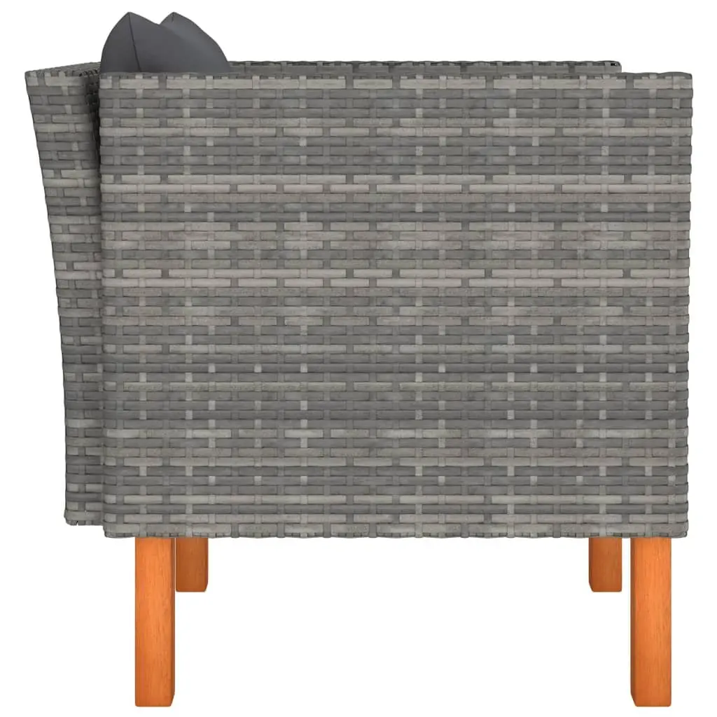 Garden Lounger Sofa with PE Rattan and Eucalyptus Wood
