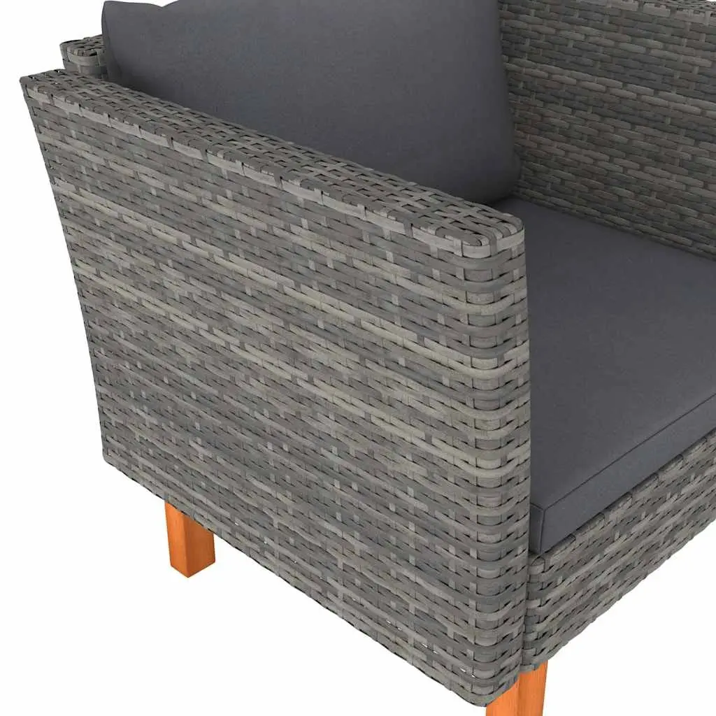 Garden Lounger Sofa with PE Rattan and Eucalyptus Wood