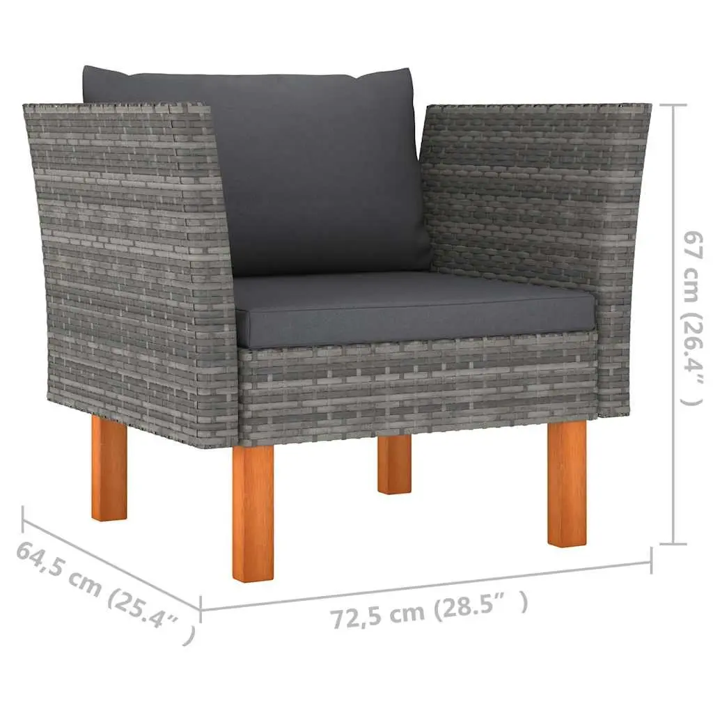 Garden Lounger Sofa with PE Rattan and Eucalyptus Wood