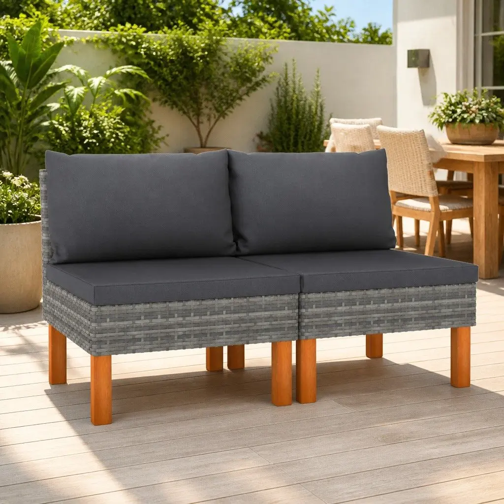 Grey Rattan Outdoor Middle Sectional Sofa Set