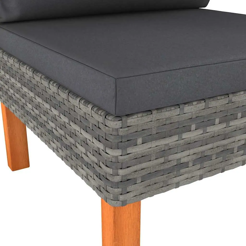 Grey Rattan Outdoor Middle Sectional Sofa Set