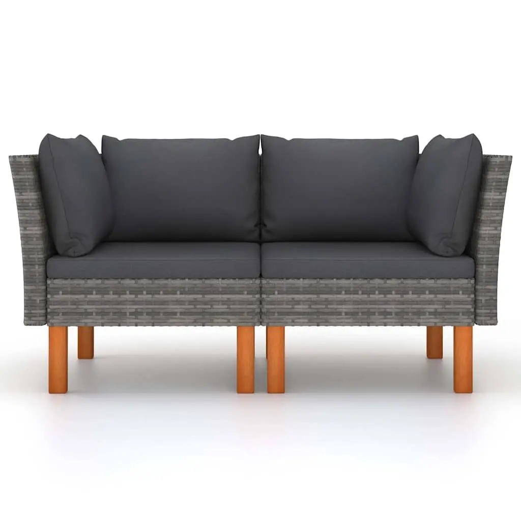 Outdoor Sofa Set PE Rattan Powder-coated Steel Grey 2 Piece