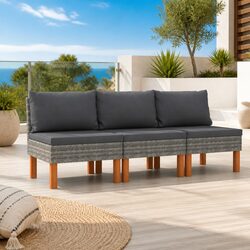 Modular Grey Rattan Outdoor Sectional Sofa Middle Seat
