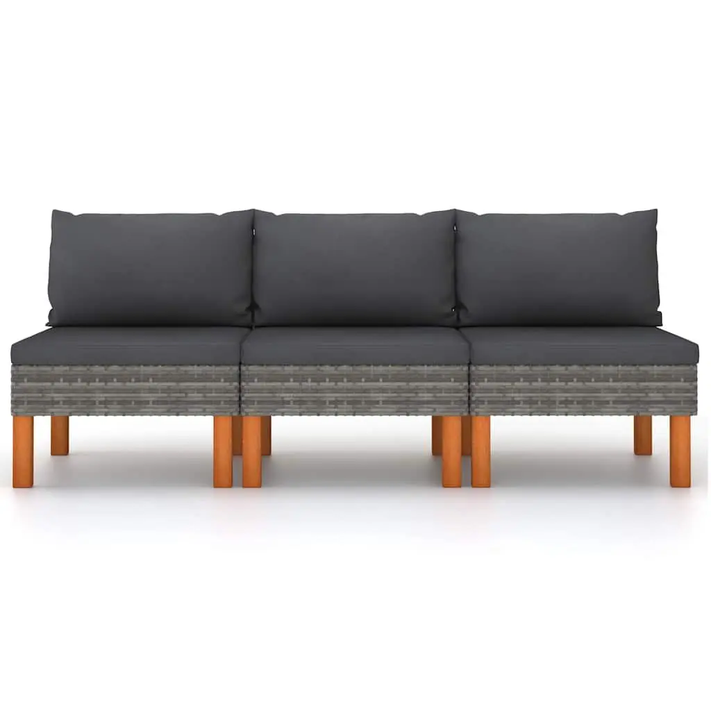 Modular Grey Rattan Outdoor Sectional Sofa Middle Seat