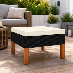 Durable Outdoor Footstool with Eucalyptus Legs and Cushion