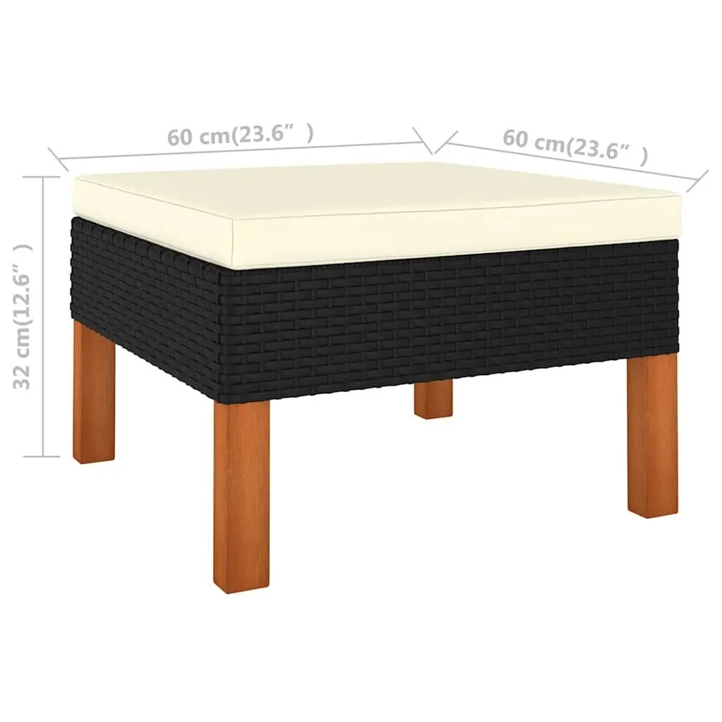 Outdoor Footstool with Eucalyptus Legs and Cushion