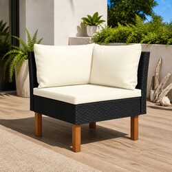 Durable Outdoor Corner Sofa Sectional Black Patio Furniture