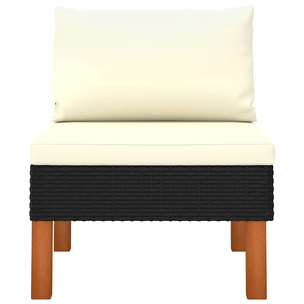 Outdoor Middle Sofas 2 Piece Rattan Sectional Seating Set Black Garden Furniture