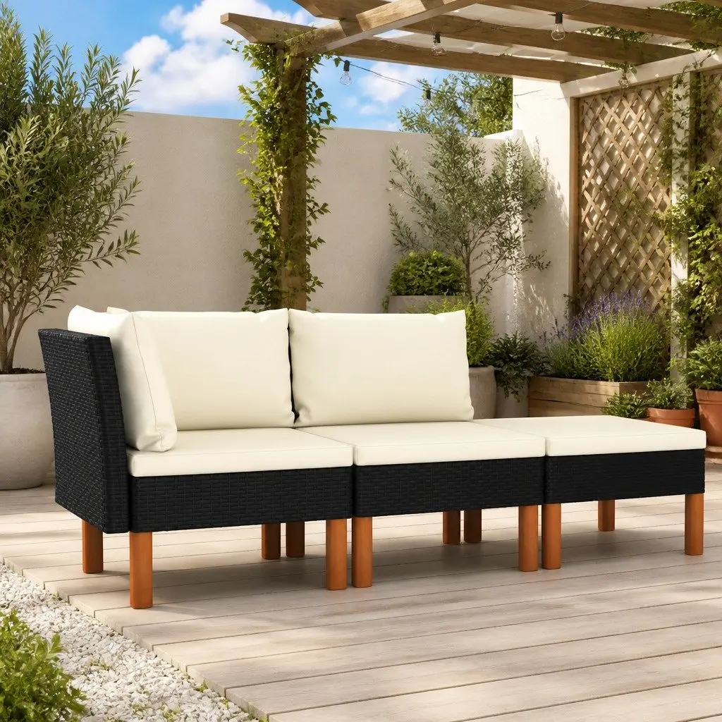 3 Piece Outdoor Lounge Set with Eucalyptus Wood