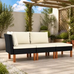 Durable 3 Piece Outdoor Lounge Set with Eucalyptus Wood