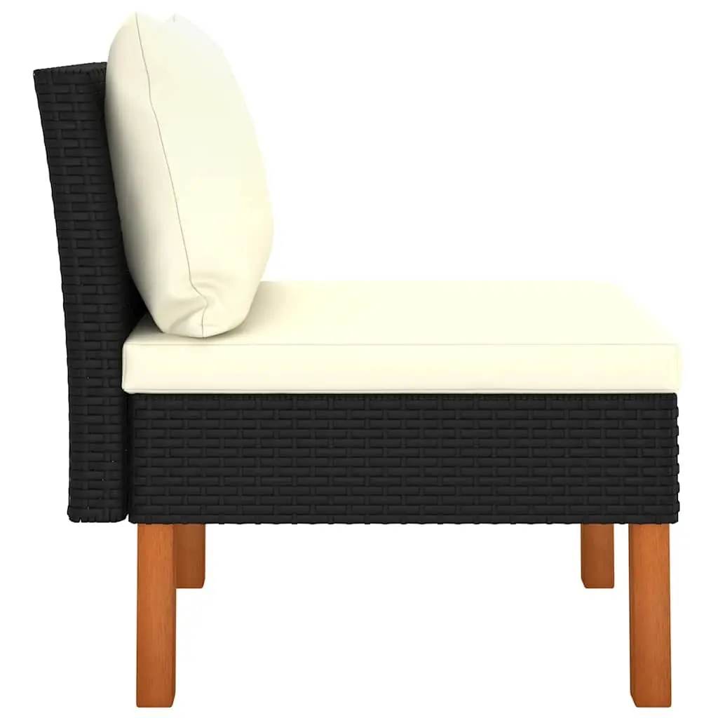 Outdoor Sectional Middle Sofas 3 pcs PE Rattan Steel Frame Garden Seating