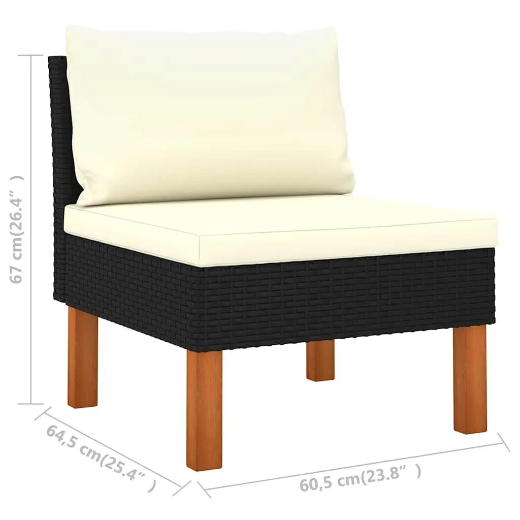 Outdoor Sectional Middle Sofas 3 pcs PE Rattan Steel Frame Garden Seating