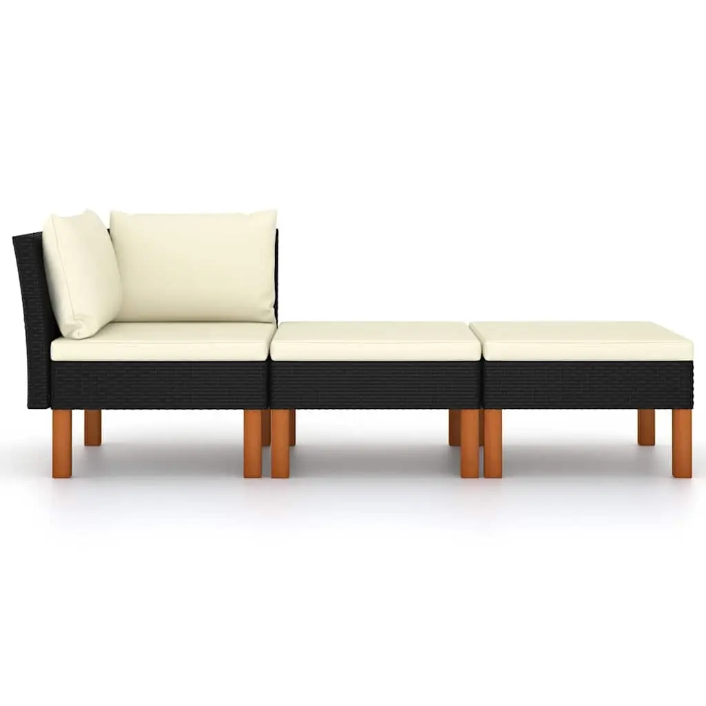 3 Piece Patio Sectional Sofa Set with Cushions