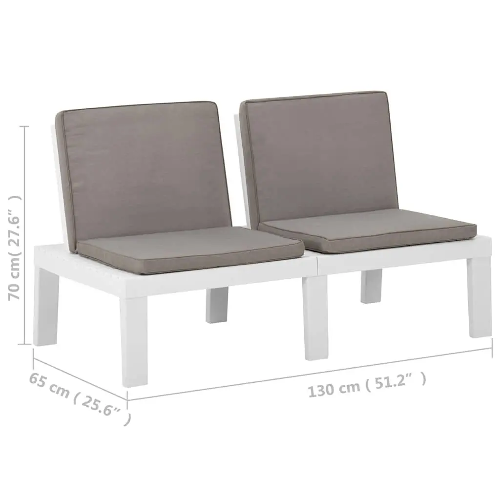 White Garden Lounge Bench with Padded Cushion