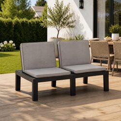 Outdoor Garden Lounge Bench with Padded Cushion Lightweight Seating Grey