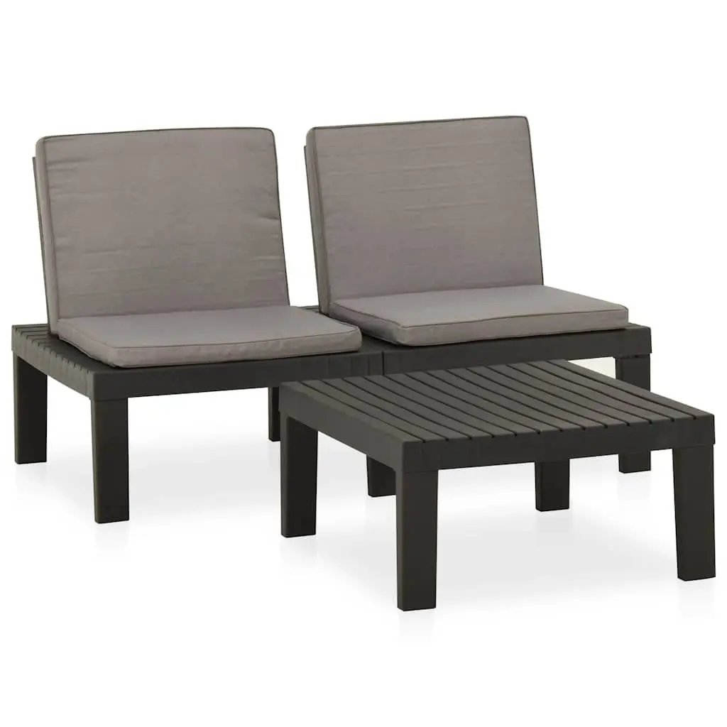 2 Piece Grey Lounge Set with Cushions and Table