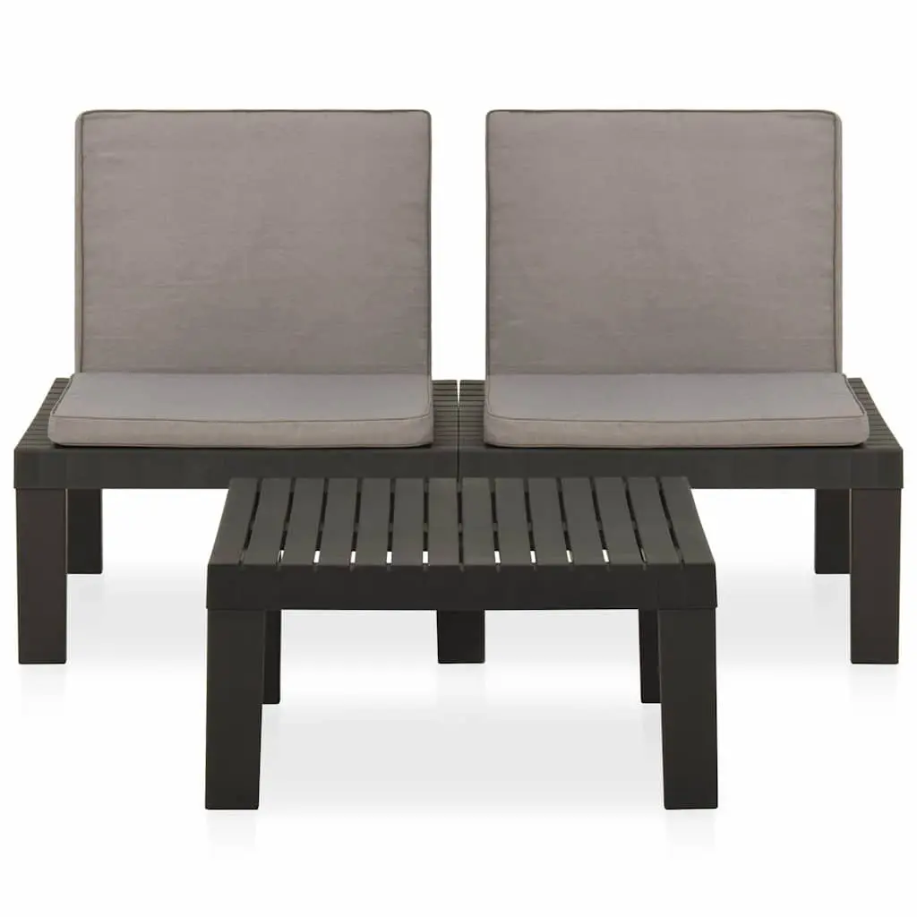 2 Piece Grey Lounge Set with Cushions and Table