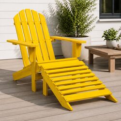 Durable Yellow Adirondack Chair with Ottoman for Outdoors