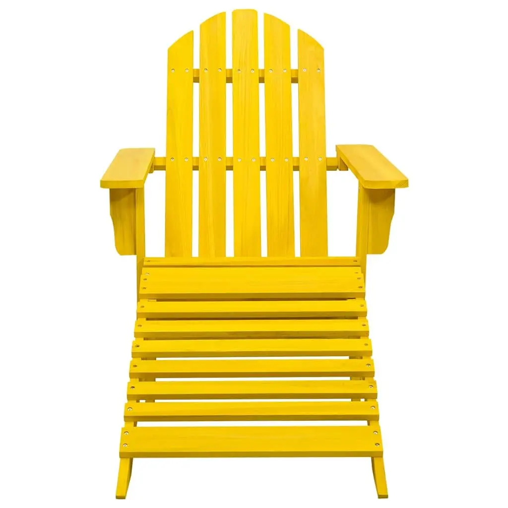 Adirondack Chair Solid Fir Wood Outdoor Seating with Detachable Ottoman Yellow