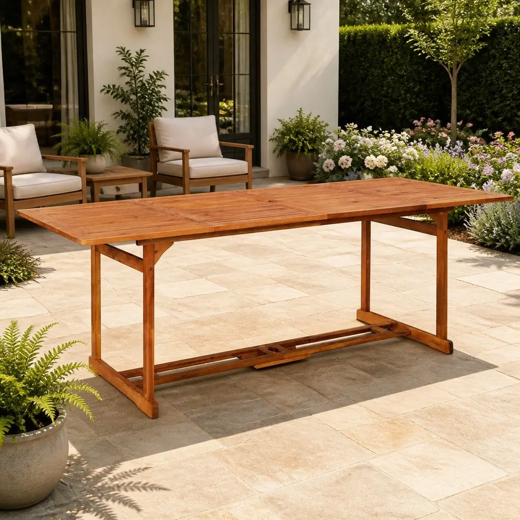Solid Wood Outdoor Dining Table 220x90x75cm