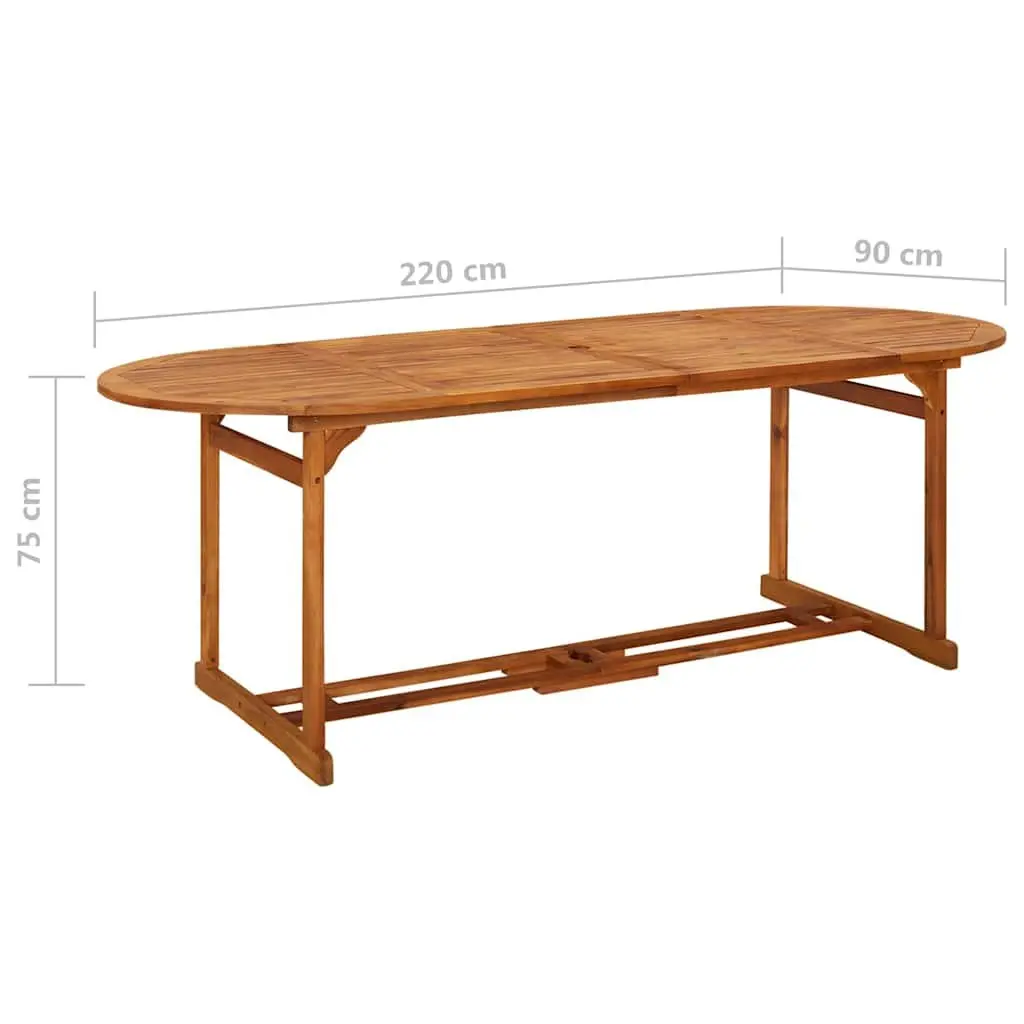 Solid Acacia Wood Garden Dining Table 220x90x75 cm