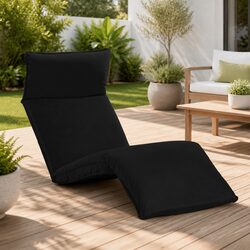 Durable Foldable Sunlounger in Black Oxford Fabric