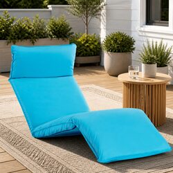 Adjustable Blue Oxford Fabric Sunlounger for Garden & Beach
