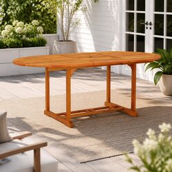 Durable Extendable Eucalyptus Wood Garden Table
