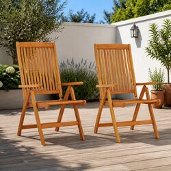 Premium Eucalyptus Folding Garden Chairs - 2 pcs