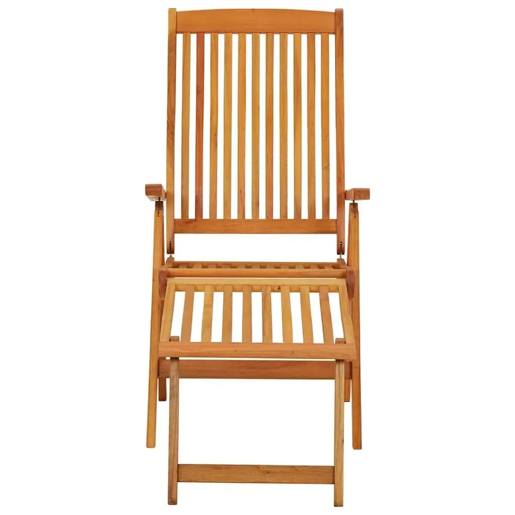 Folding Garden Chairs with Footrests 2 Pcs Solid Wood Outdoor Seating Brown