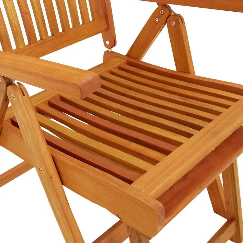 Folding Garden Chairs with Footrests 2 Pcs Solid Wood Outdoor Seating Brown
