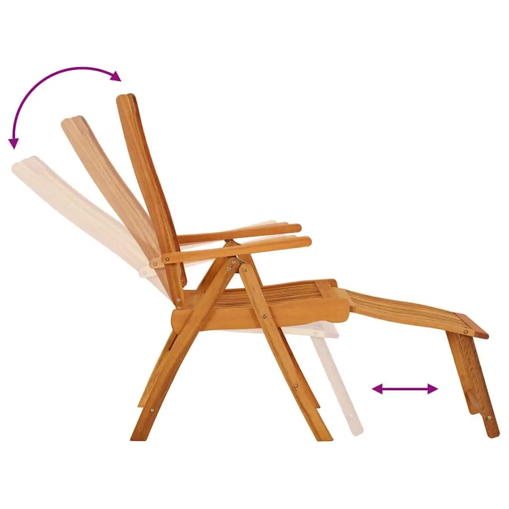 Folding Garden Chairs with Footrests 2 Pcs Solid Wood Outdoor Seating Brown