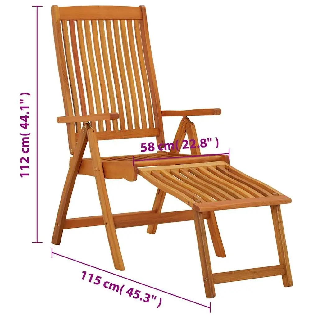 Folding Garden Chairs with Footrests 2 Pcs Solid Wood Outdoor Seating Brown