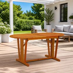 Sturdy Solid Wood Eucalyptus Outdoor Dining Table 160x85x75cm