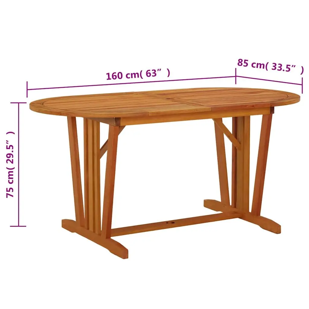 Solid Wood Eucalyptus Outdoor Dining Table 160x85x75cm