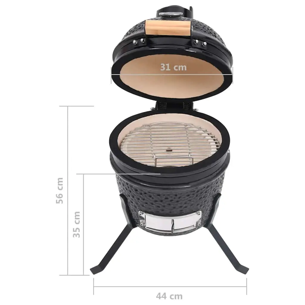 Black Ceramic Kamado Barbecue Grill 56cm