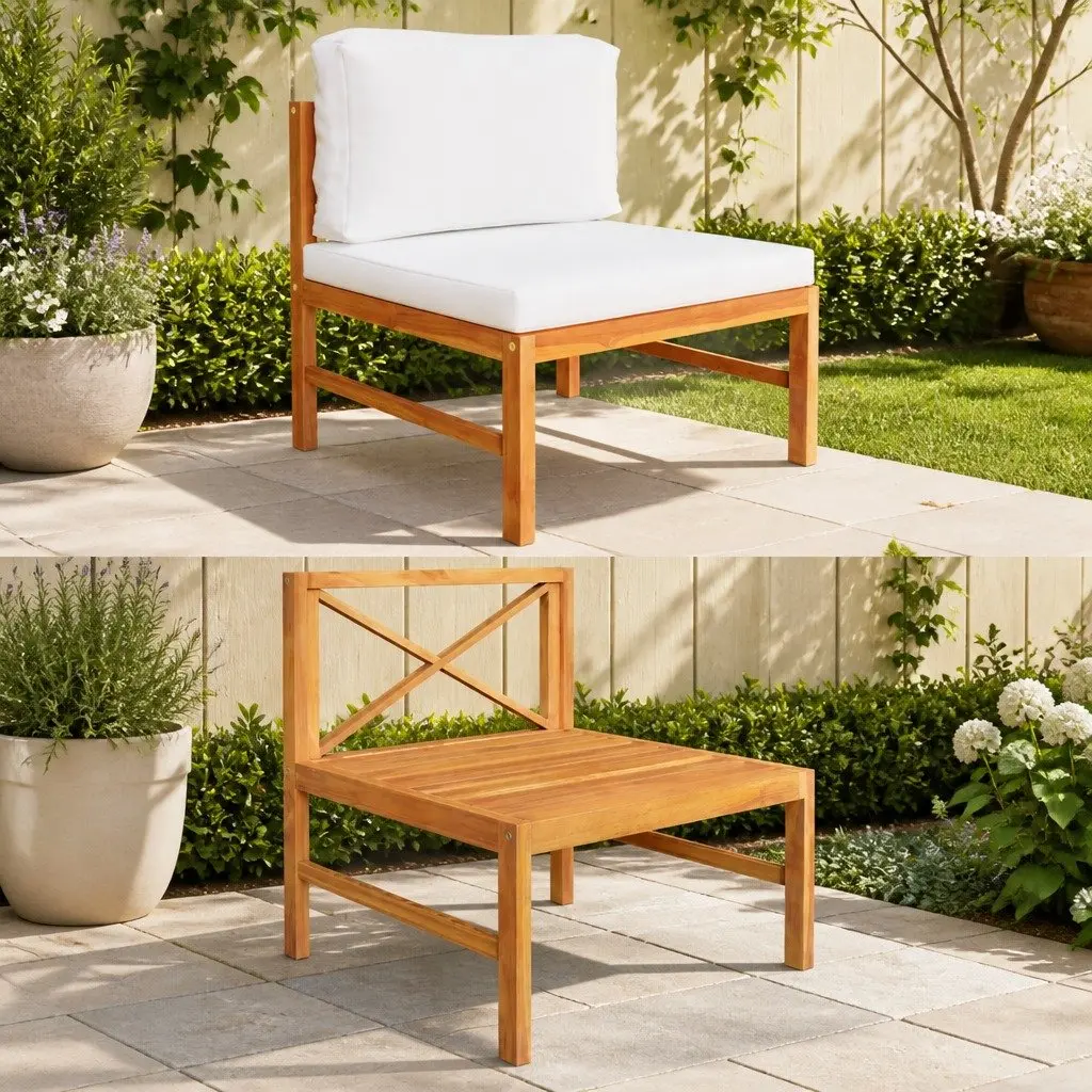 Teak Wood Middle Sofa for Outdoor Use