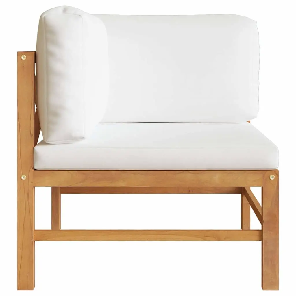 Outdoor Sofa Set Solid Teak Wood 2 Pieces Cream Cushions
