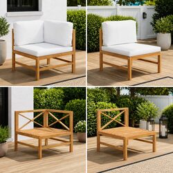 Stylish 2-Piece Outdoor Sectional Sofa with Cream Cushions